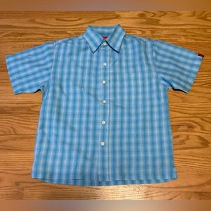 Boy’s Mossimo Blue Checkered Button Down Short Sleeve Shirt. Lightweight.